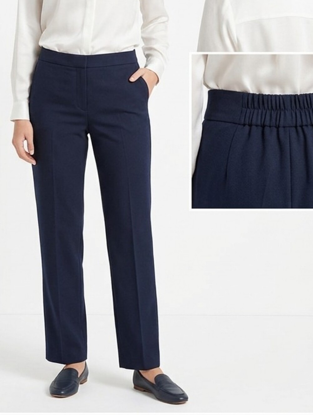 Alfred Dunner Women's Pull-On Pants Navy Blue Size 10 Short NWT Elastic Waist
